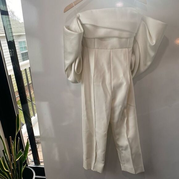 Solace London Womens Polyester Kasey Off The Shoulder Jumpsuit Cream Size 4 - Picture 9 of 16